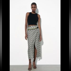 ZARA PRINTED WRAP SKIRT